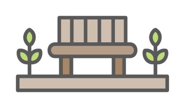 Park bankının ikonu. Düz renk tasarımı. vektör illüstrasyonu