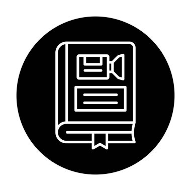 Kamera işaretli kitap simgesi, vektör illüstrasyonu basit tasarım