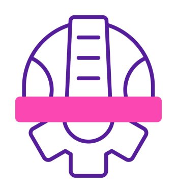 Güvenli Miğfer Düz Vektör Simgesi.                        