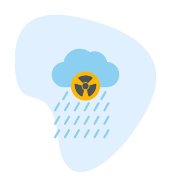 Düz dizaynlı bulut yağmuru simgesi. Asit Yağmuru vektörü 