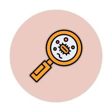 Büyüteç cam simgesi, vektör illüstrasyonu ile Bakteri aranıyor  