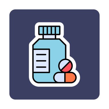 İlaç şişesi, ilaç ikonu, vektör illüstrasyonu                                         