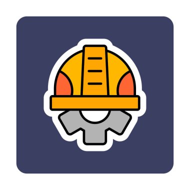 Güvenli Miğfer Düz Vektör Simgesi.                        