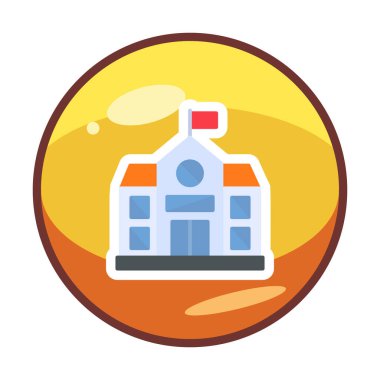 Okul binası simgesi, vektör illüstrasyonu