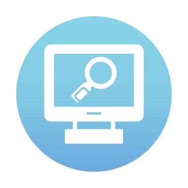 büyüteç simgesine sahip düz monitör, düz stil