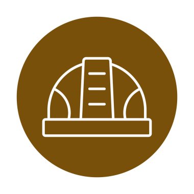 İnşaat Miğferi. İnşaat endüstrisi simgesi ana hatlarıyla doldurulmuş                    