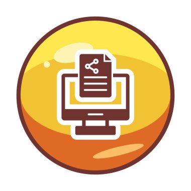 Simge vektör illüstrasyonunu paylaşan düz bilgisayar 