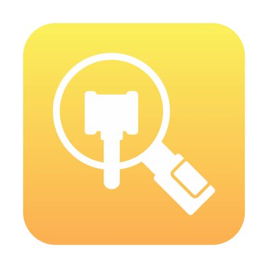 Arama simgesi, Yargıç tokmağı ile büyüteç, vektör illüstrasyonu