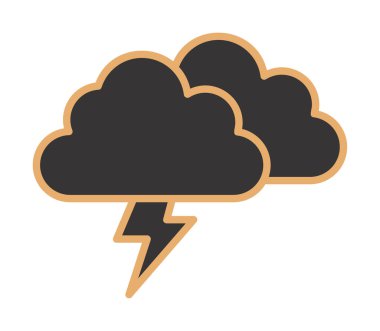 Yıldırım ikonlu fırtına bulutları. vektör illüstrasyonu                   