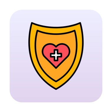 Çapraz ikonlu kalp, vektör çizimi. Sağlık hizmetleri kavramı                             