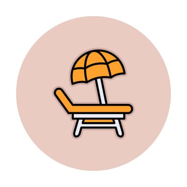 Plaj Sandalyesi Web simgesi, vektör illüstrasyonu