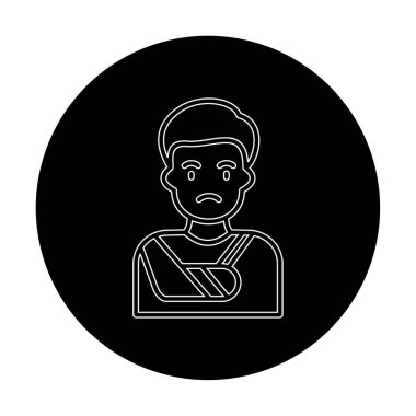 Kırık el çizgisi ikonu olan adam, zayiat konsepti  