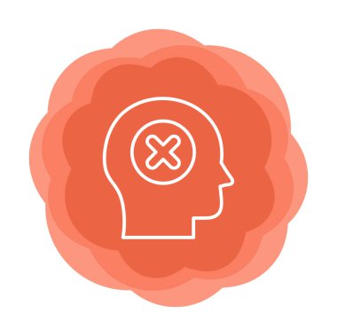 Çapraz işaretli insan kafası, güvensiz kişi, vektör illüstrasyonu