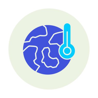 Termometre renk vektörü simgesine sahip dünya, Küresel Isınma kavramı