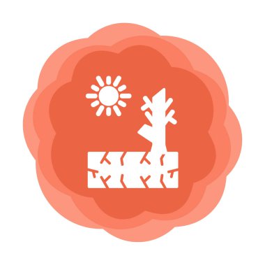 Kuraklık zeminli bir ağacın vektör düzlüğü simgesi 