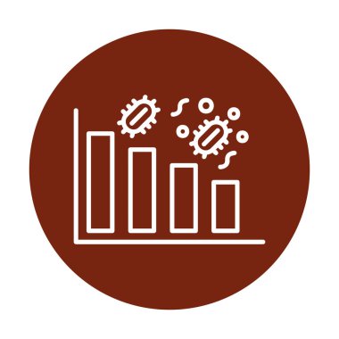 Grafik ve bakteri simgesi, vektör illüstrasyonu ile azalan kavram   