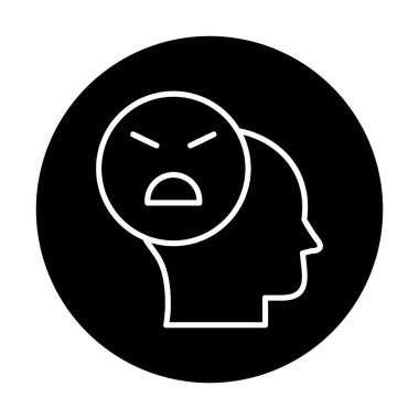 Kızgın avatar simgesi, vektör illüstrasyonu 