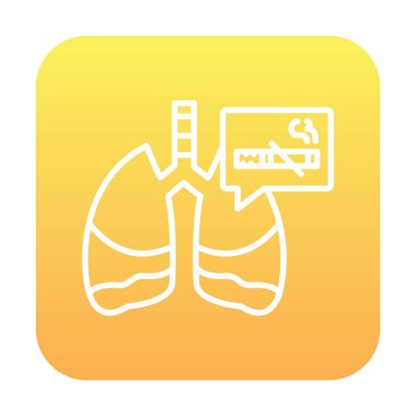 Akciğerler ve sigara ikonu yok, kanser konsepti, vektör illüstrasyonu  