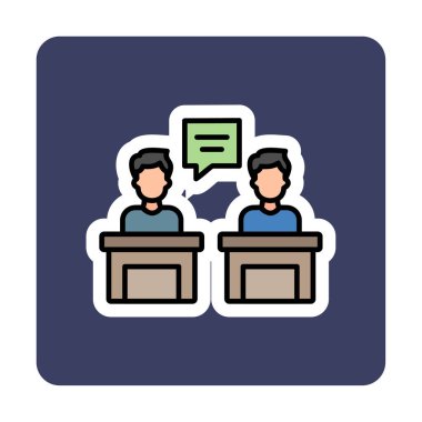 Konuşma yapan erkekler tartışma ikonu, vektör illüstrasyonunda ayakta duruyorlar