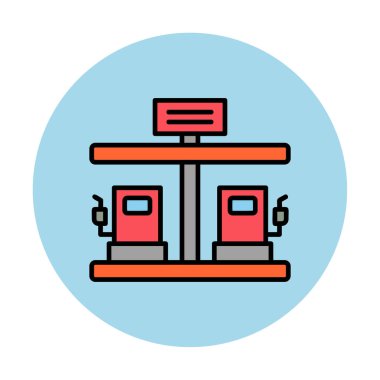 Modern Yakıt İstasyonu simgesinin vektör çizimi                  