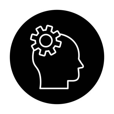 Düşünen baş simgesi, vektör çizimi basit tasarım