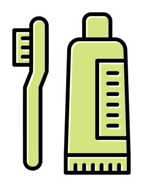 Diş fırçası ve diş macunu ikonları vektör illüstrasyonuName