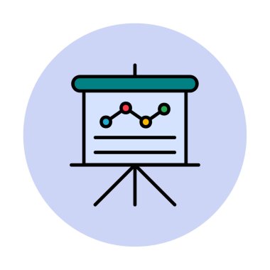 Sunum, grafikli iş tahtası, vektör illüstrasyonu