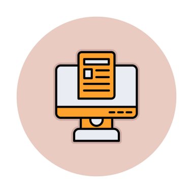 Yazı simgesi, vektör illüstrasyonlu bilgisayar ekranı