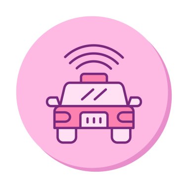 Akıllı araba düz ikonu. Otomobil kontrolüne uzaktan erişim. Nesnelerin İnterneti. Vektör illüstrasyonu 