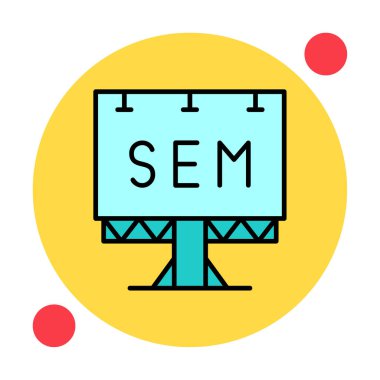 SEM ile Billboard simgesinin vektör illüstrasyonu  
