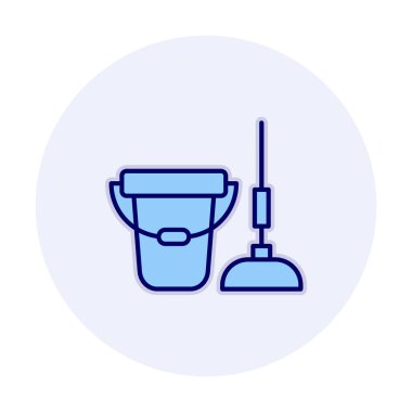 kova ve paspas simgesi, vektör illüstrasyonu  