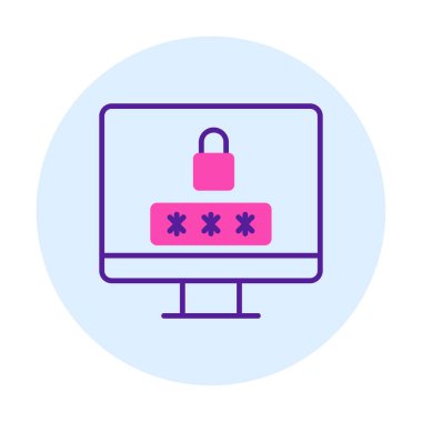 Basit Bilgisayar monitörü Ekran simgesi, vektör illüstrasyonunu kilitle