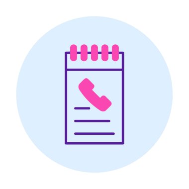 Beyaz arkaplanda telefon rehberi ikonu vektör çizimi