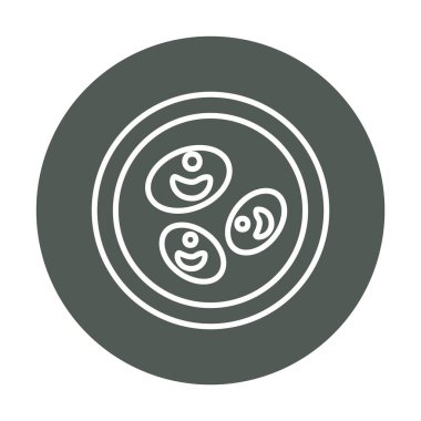 Bakteri petri kabı ve bakteri vektör simgesi 