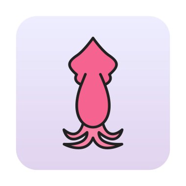 Beyaz arkaplanda mürekkep balığı vektörü simgesi 