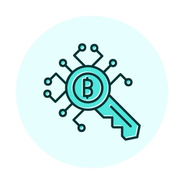 Şifreleme Anahtarı simgesi. Vektör ince çizgi çizimi. izole edilmiş sınır sembolü çizimi