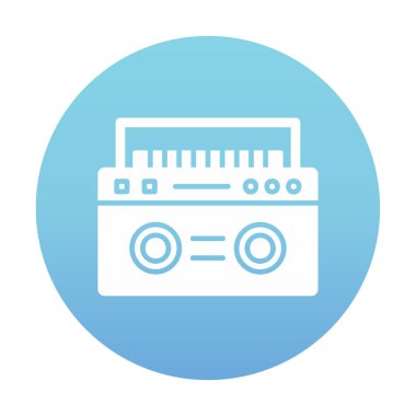 Boombox düz simgesi, vektör çizimi