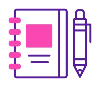 Çizim defteri ve kalem simgesi, vektör illüstrasyonu  