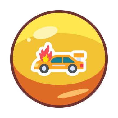 Yanan Araba ikon vektör illüstrasyonuName