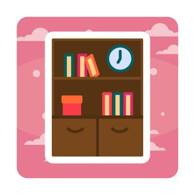 kitaplık düz simge, vektör illüstrasyonu 