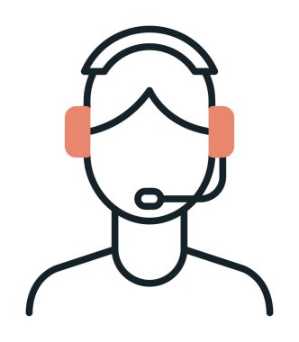 Basit Müşteri Hizmeti Temsilcisi simgesi, vektör illüstrasyonu