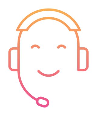Kulaklık ve gülücükle yüzün vektör çizimi, Çağrı Merkezi kavramı