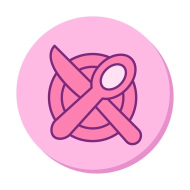 bıçak ve çatal tabakta, yemek ikonu, vektör illüstrasyonu  