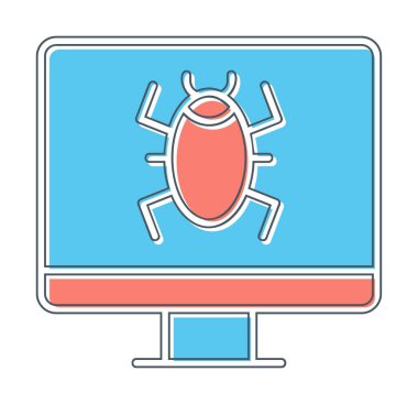 Basit Bilgisayar Virüsü simgesi, vektör illüstrasyonu