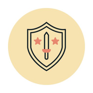 Kılıç vektör ağ simgesine sahip Askeri Kalkan, vektör illüstrasyonu 