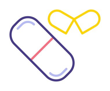 ilaç yassı ikonu, kapsüller, haplar            