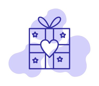 Kalp ikonlu hediye kutusu, satır biçimi