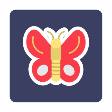 Kelebek Vektör Simgesi Düz Çizim 