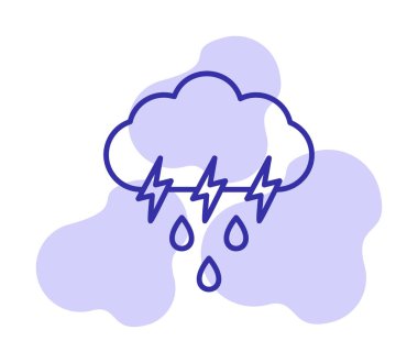 Gök gürültülü yağmurlu bulut sembolü, hava durumu ikonu, vektör illüstrasyonu 