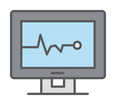 Basit kardiyogram simgesi, vektör illüstrasyonu 